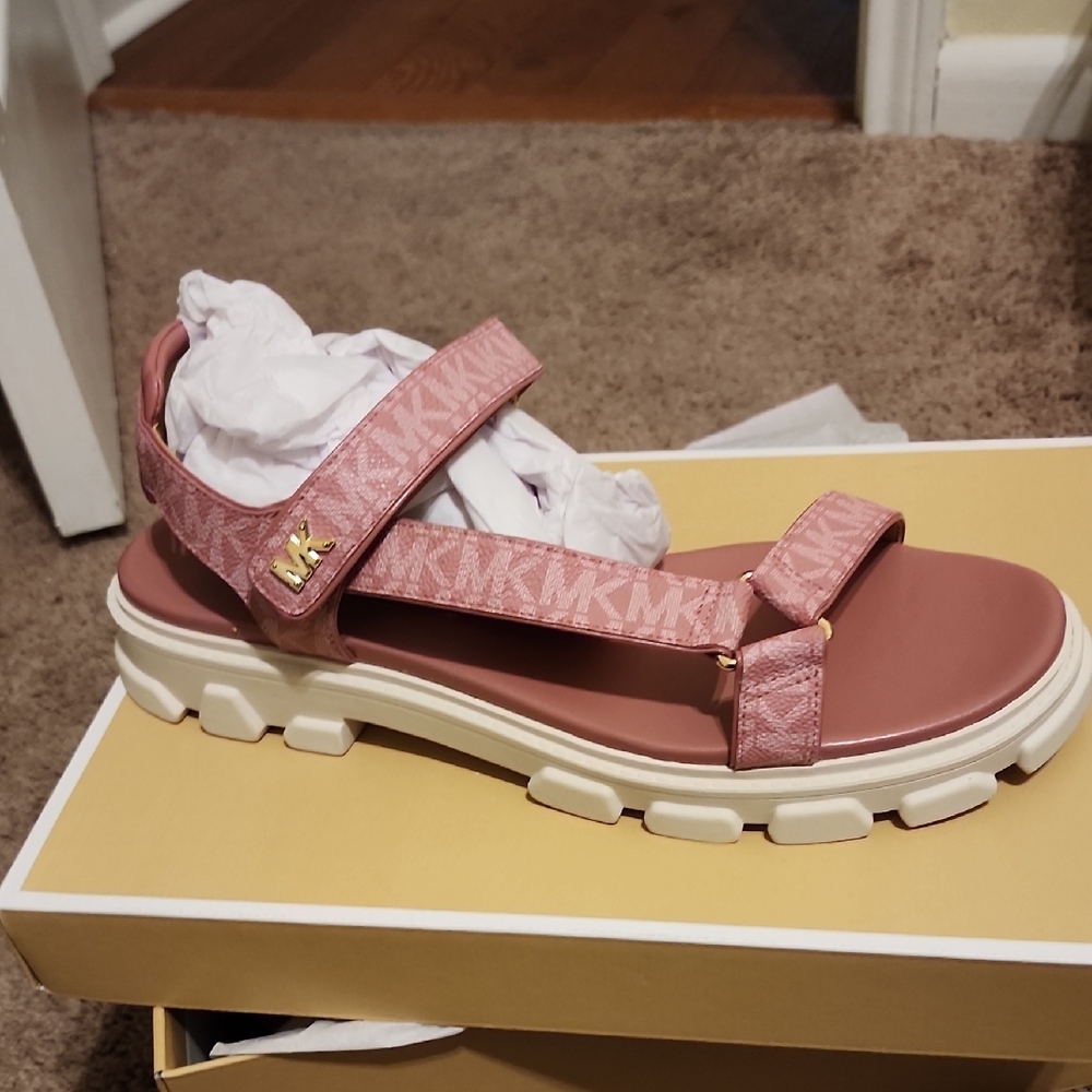 Michael Kors Blush Pink Sandals with Gold Accents